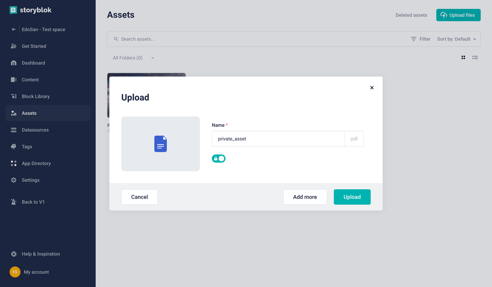 Upload a private asset