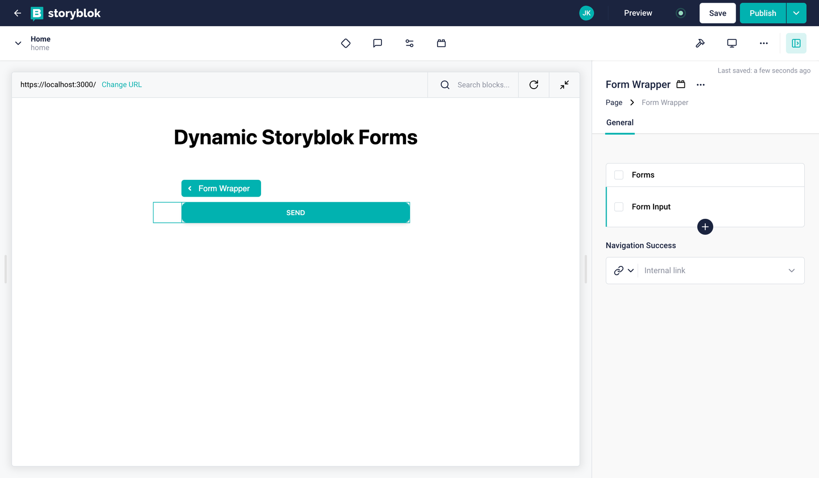 Storyblok dynamic form page