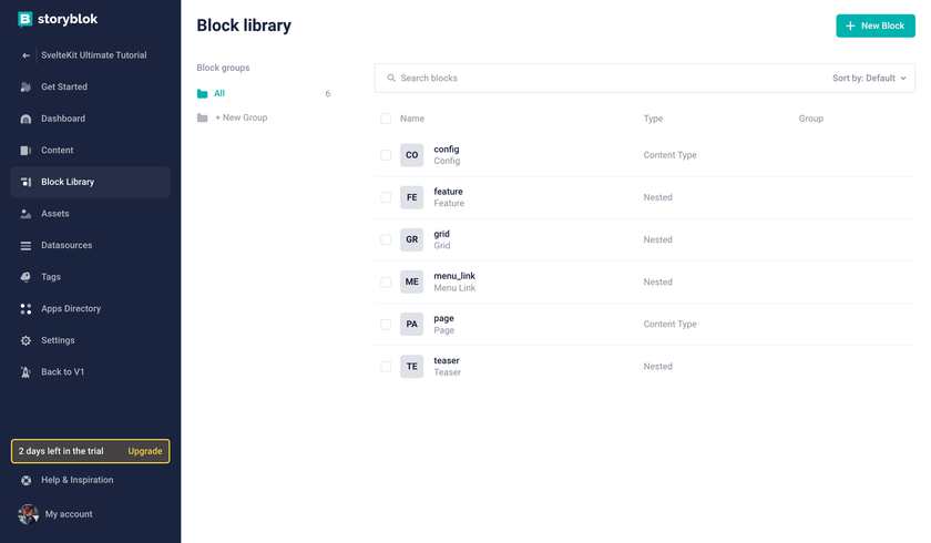 Creating a new block in the Block Library