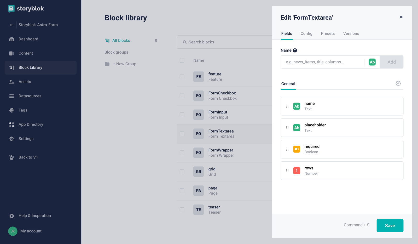 FormTextarea block