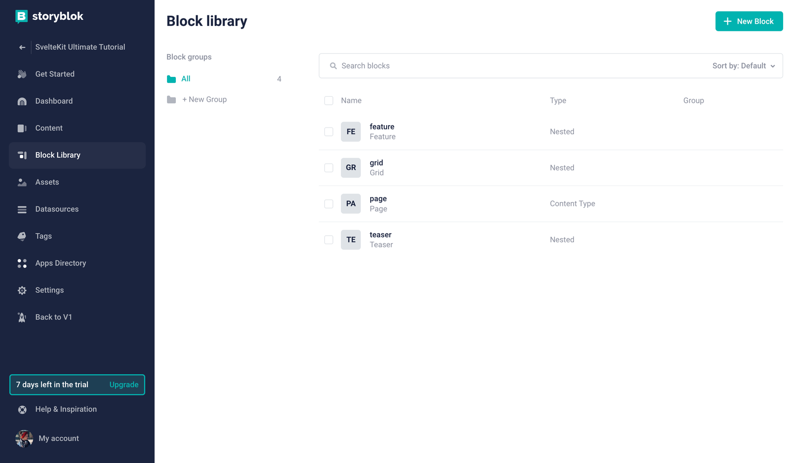 Creating a new block in the Block Library