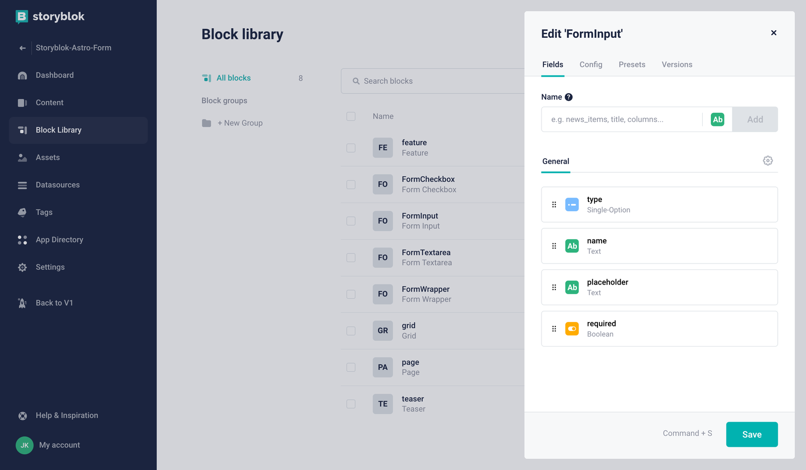 Form Input fields 