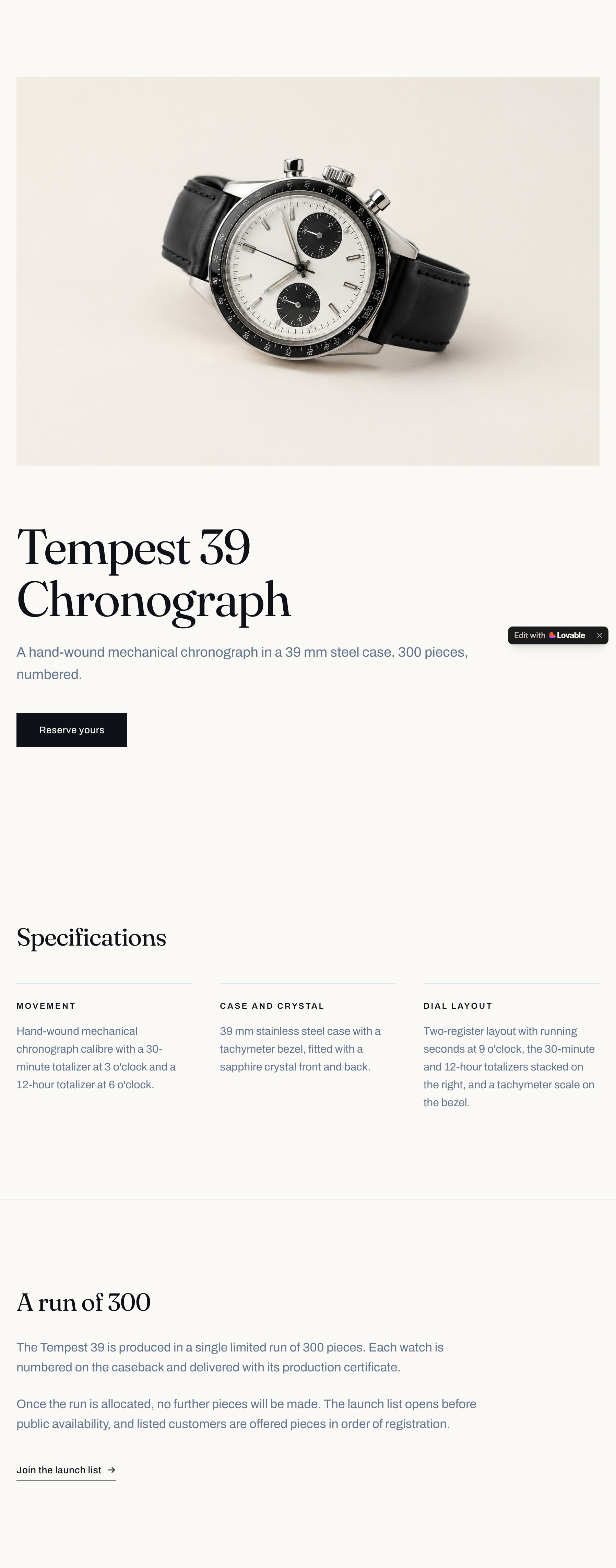 Lovable Landing page example