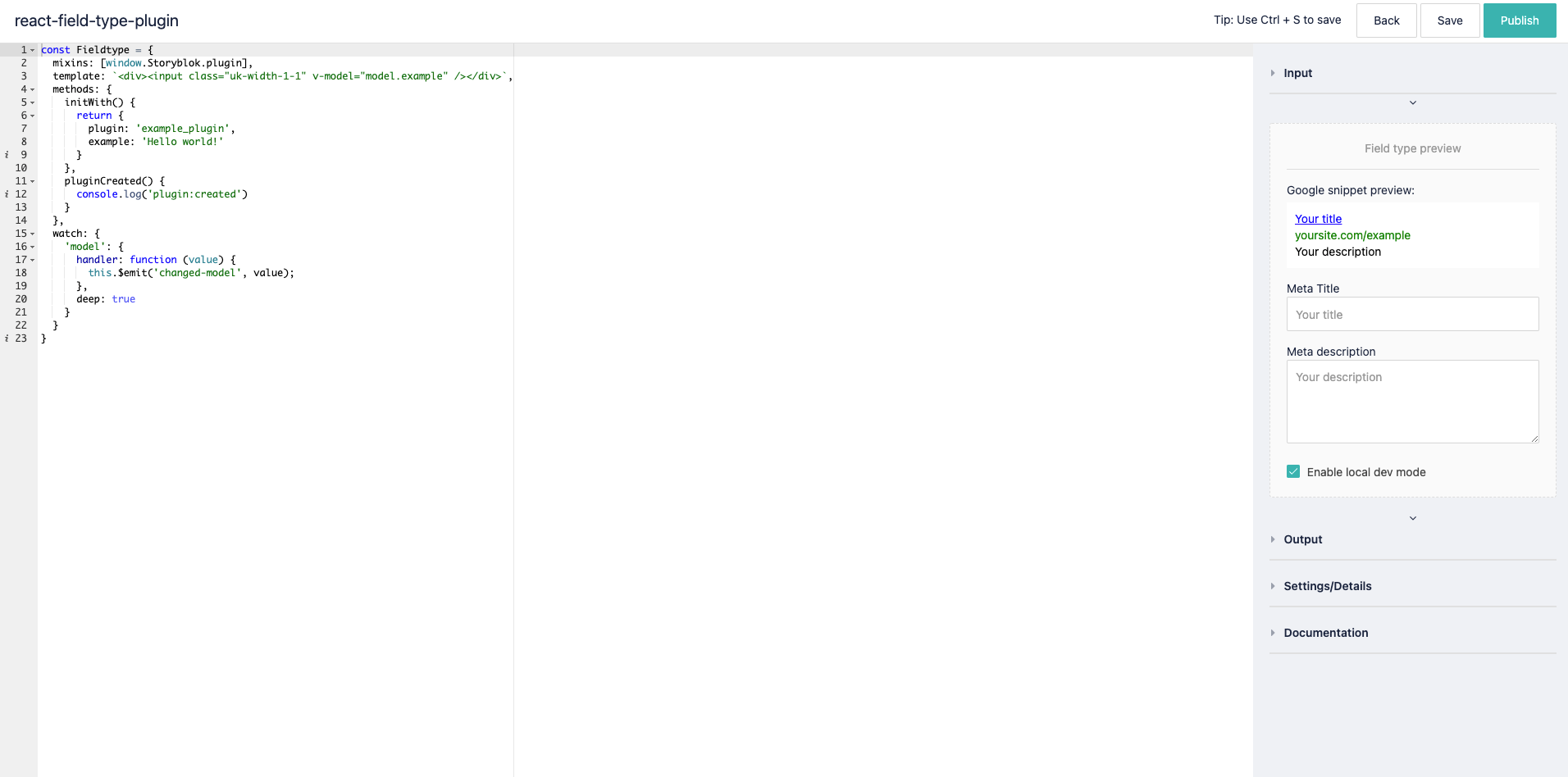 Enable local dev mode