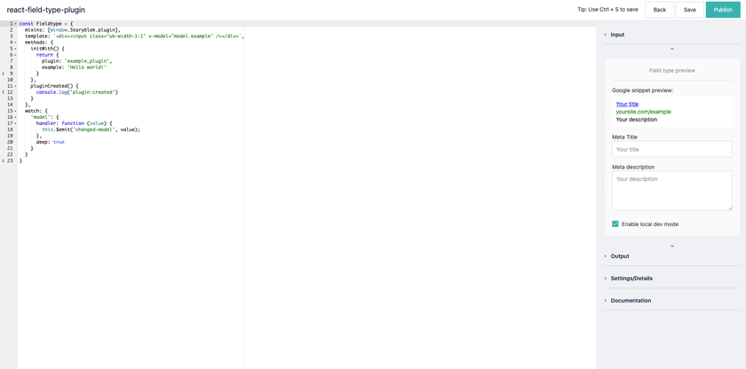 Enable local dev mode