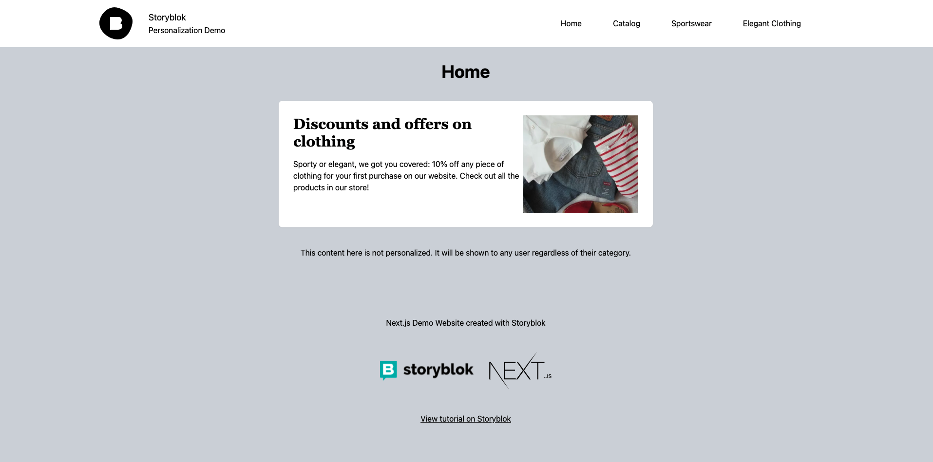 The home page of the website