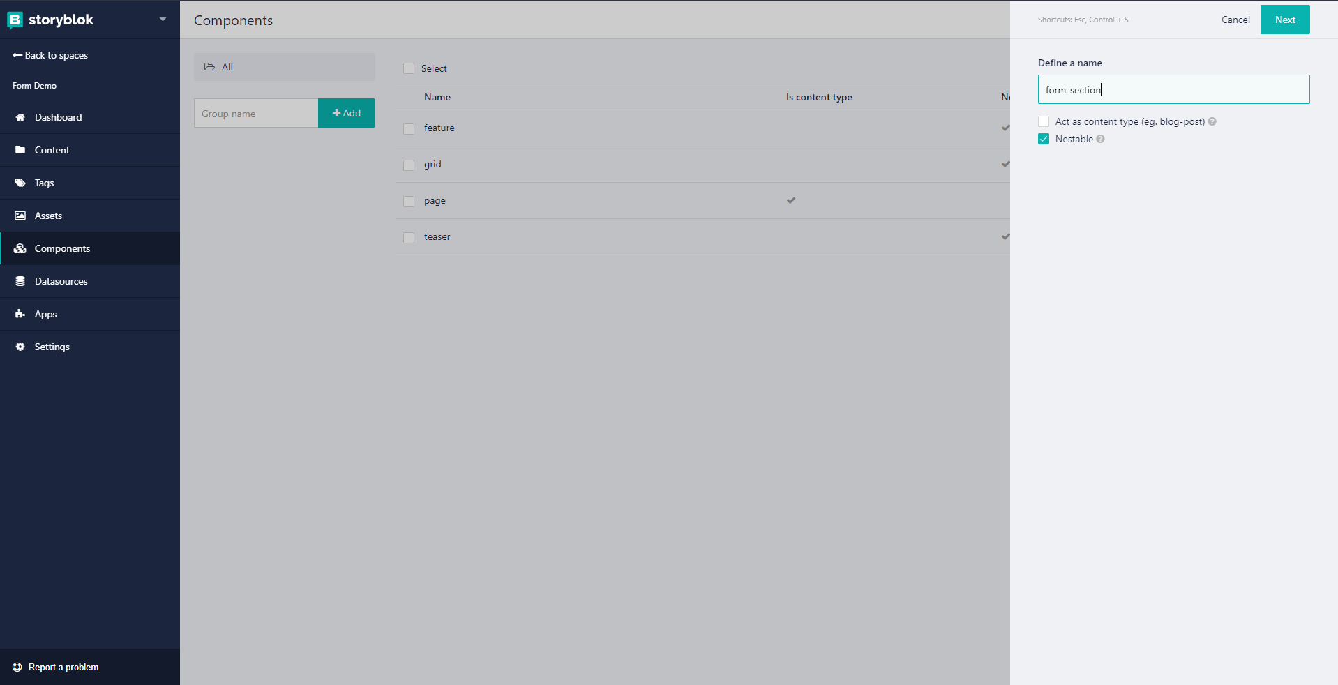 Storyblok Form Section Component
