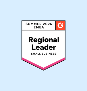 Badge titled "Regional Leader" for small business, Summer 2026 EMEA, by G2.