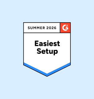 Award badge with "Summer 2026" and "Easiest Setup" text, featuring the G2 logo in a red corner.