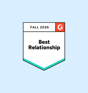 Badge with "Fall 2026 Best Relationship" and a G2 logo on a light blue background.