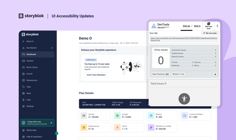 UI Accessibility Updates | Storyblok Changelog