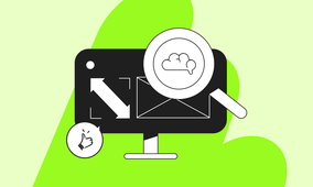 Illustration of a computer monitor with icons of a magnifying glass, a brain, arrows, and a thumbs-up on a light green background.