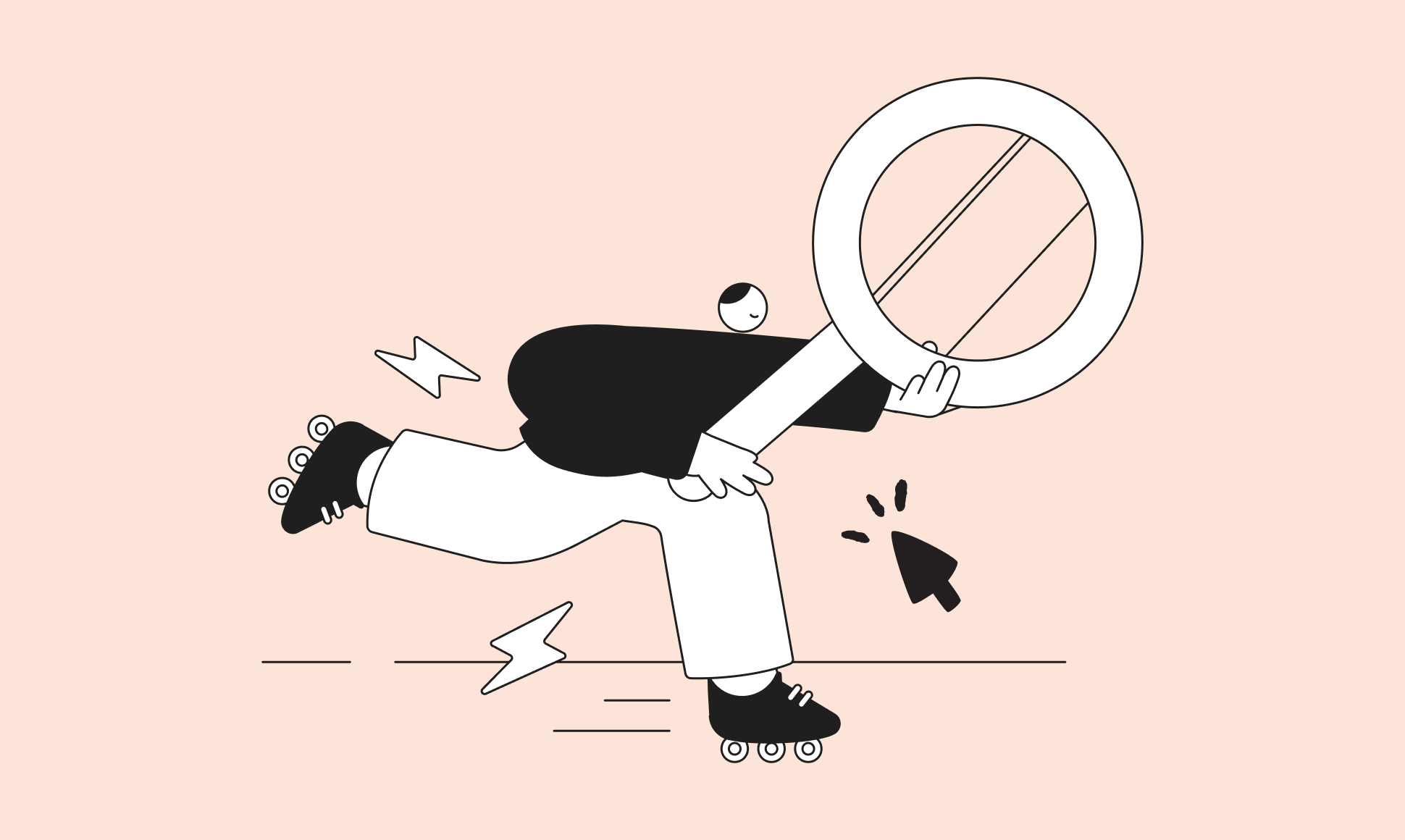 An illustration of a human skating using his smartphone