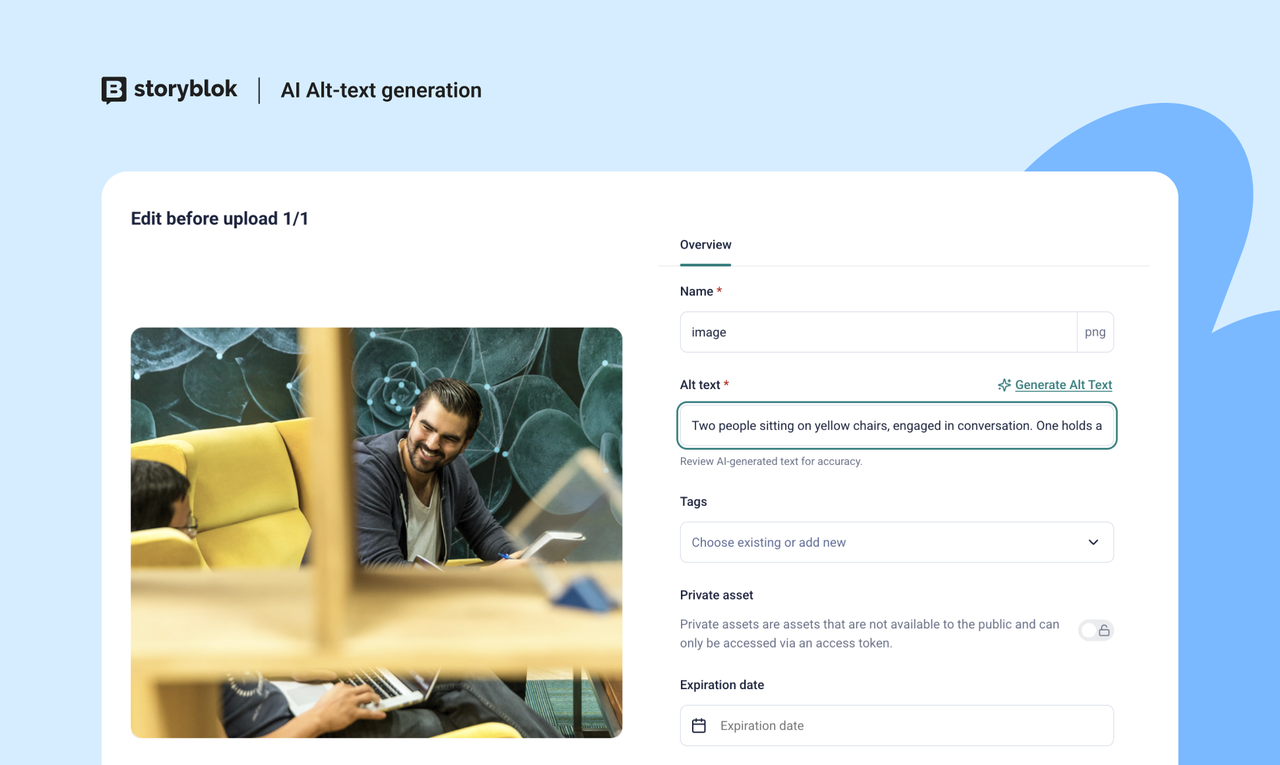 AI alt text generation