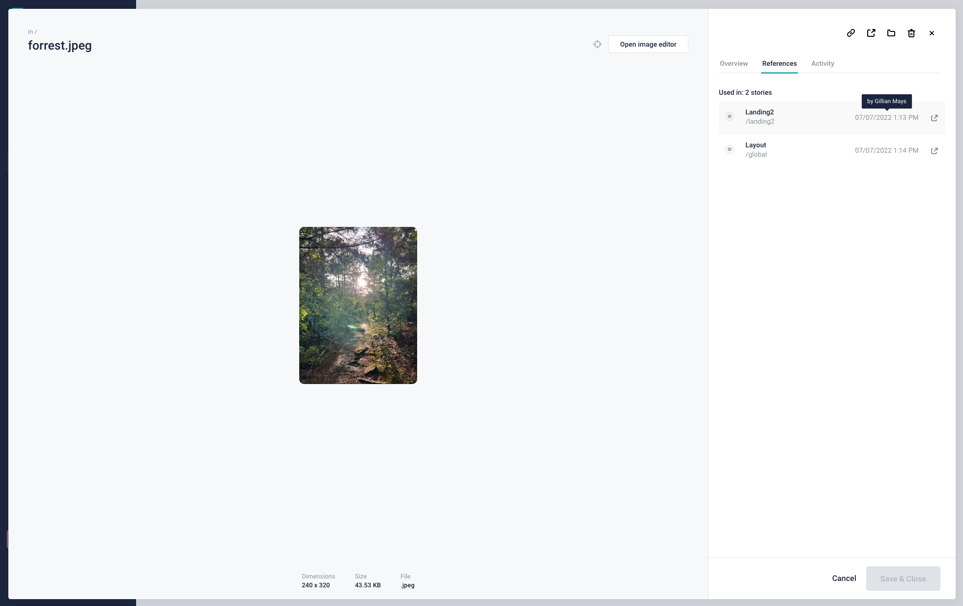 Editor reference tab