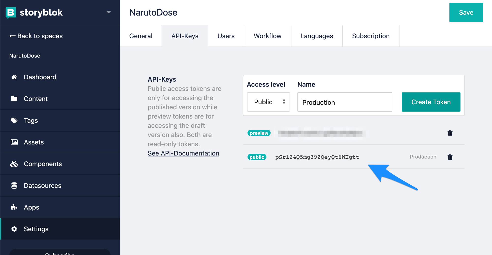 How to get the public access token.