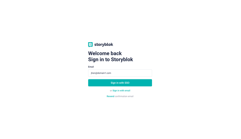 Storyblok SSO login screen