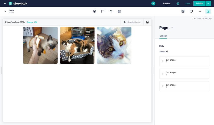 We now can easily add new cat images to our website by using Storyblok.