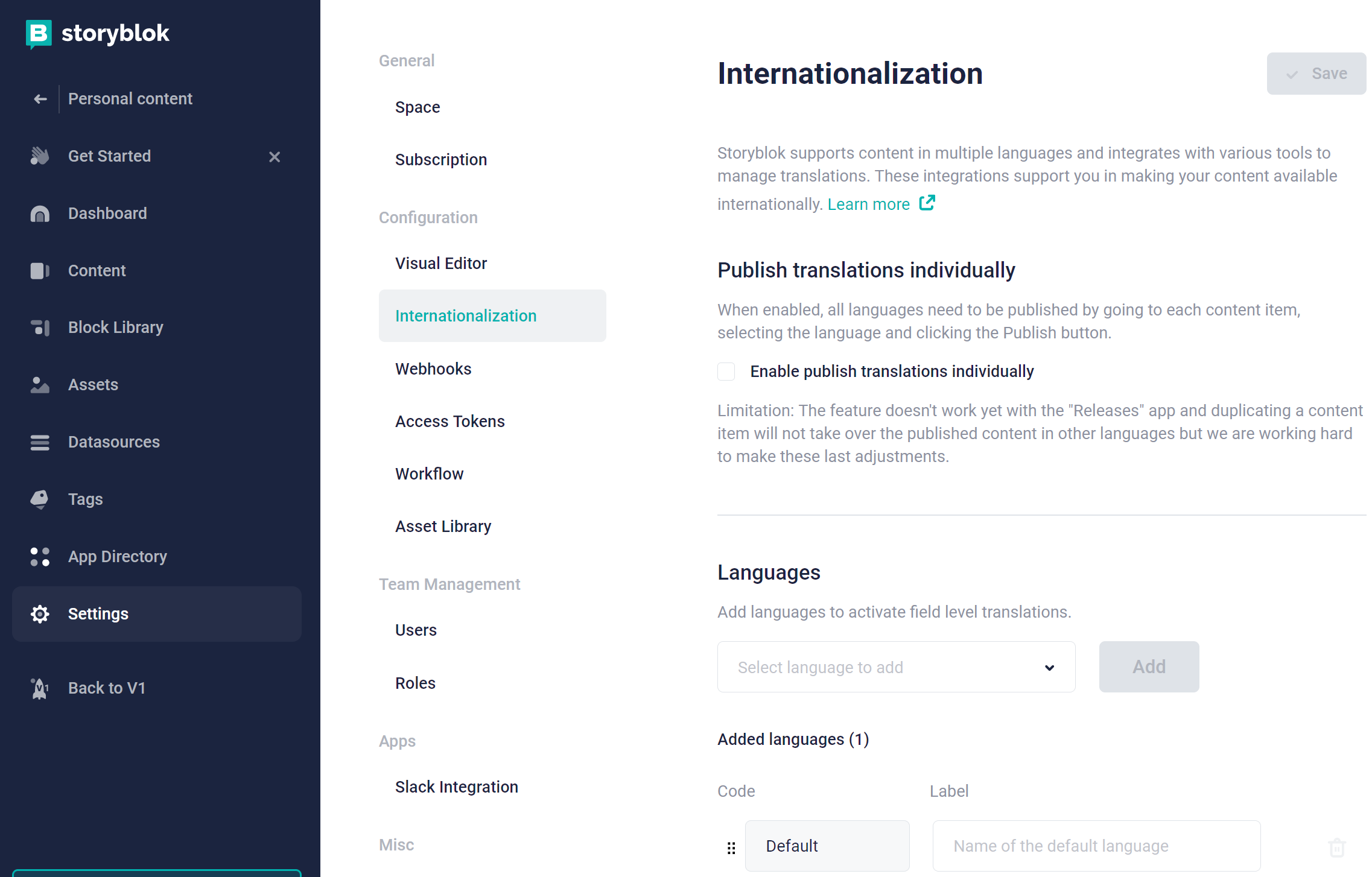 Storyblok Internationalization