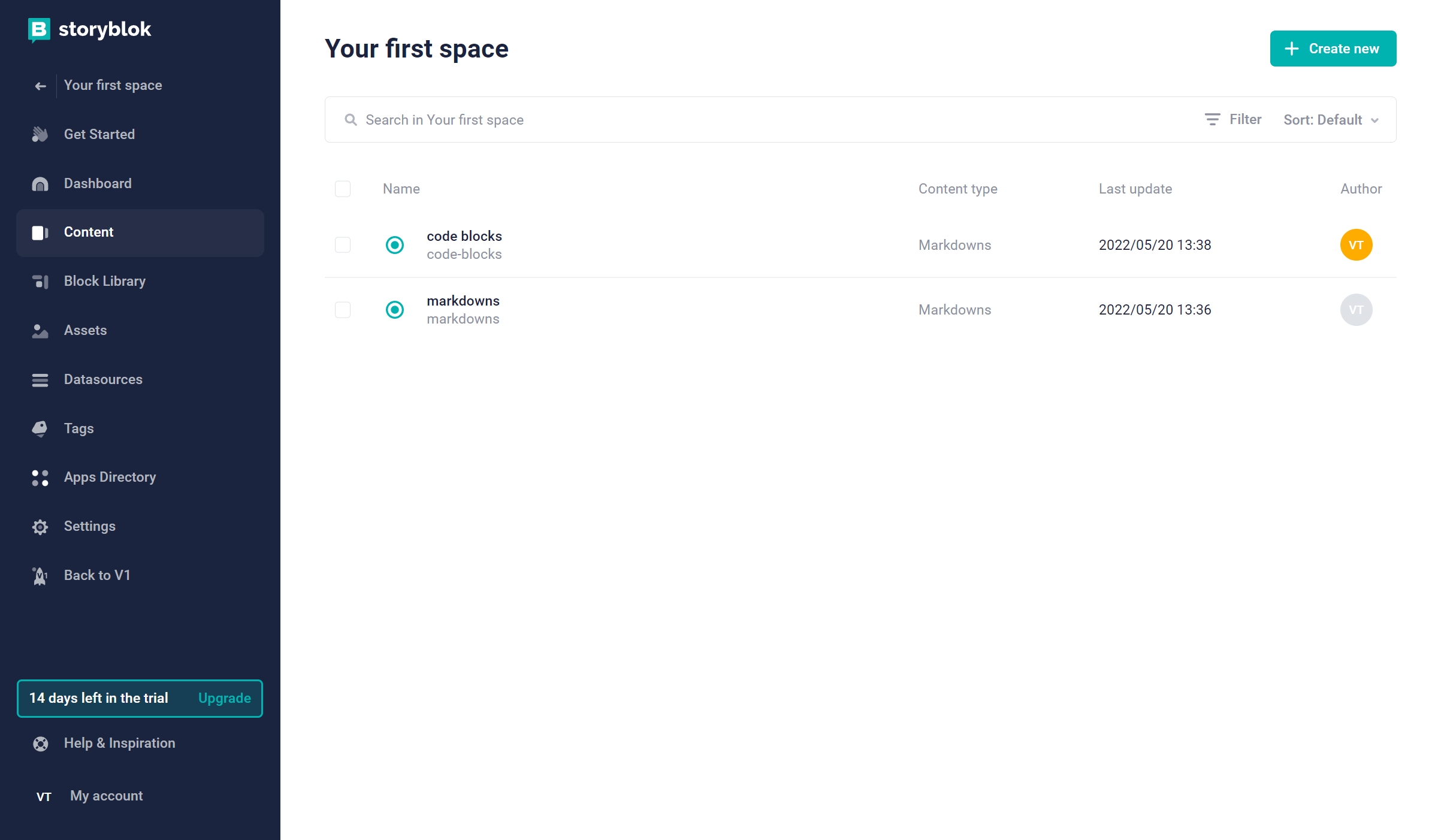 Viewing stories in a Storyblok space