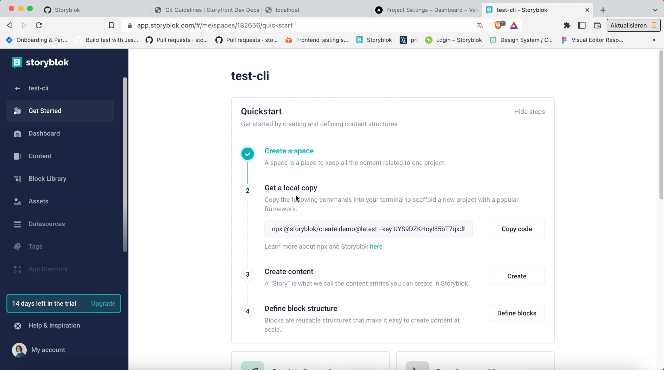 Creating a new space in storyblok, a screenshot of the product's UI