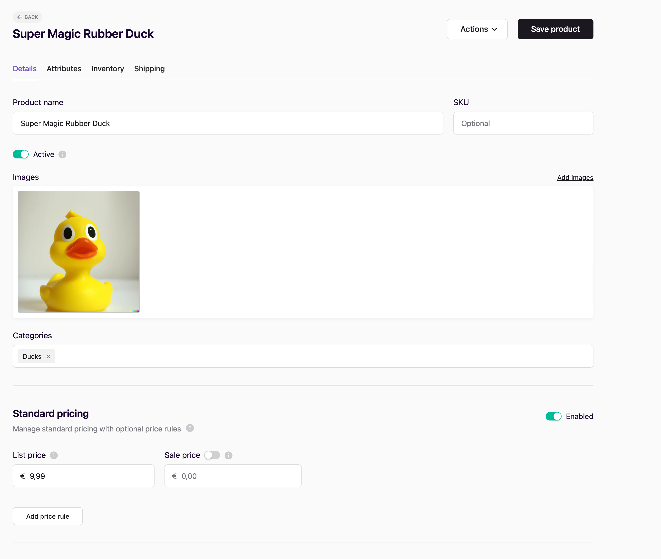 Adding a product in Swell