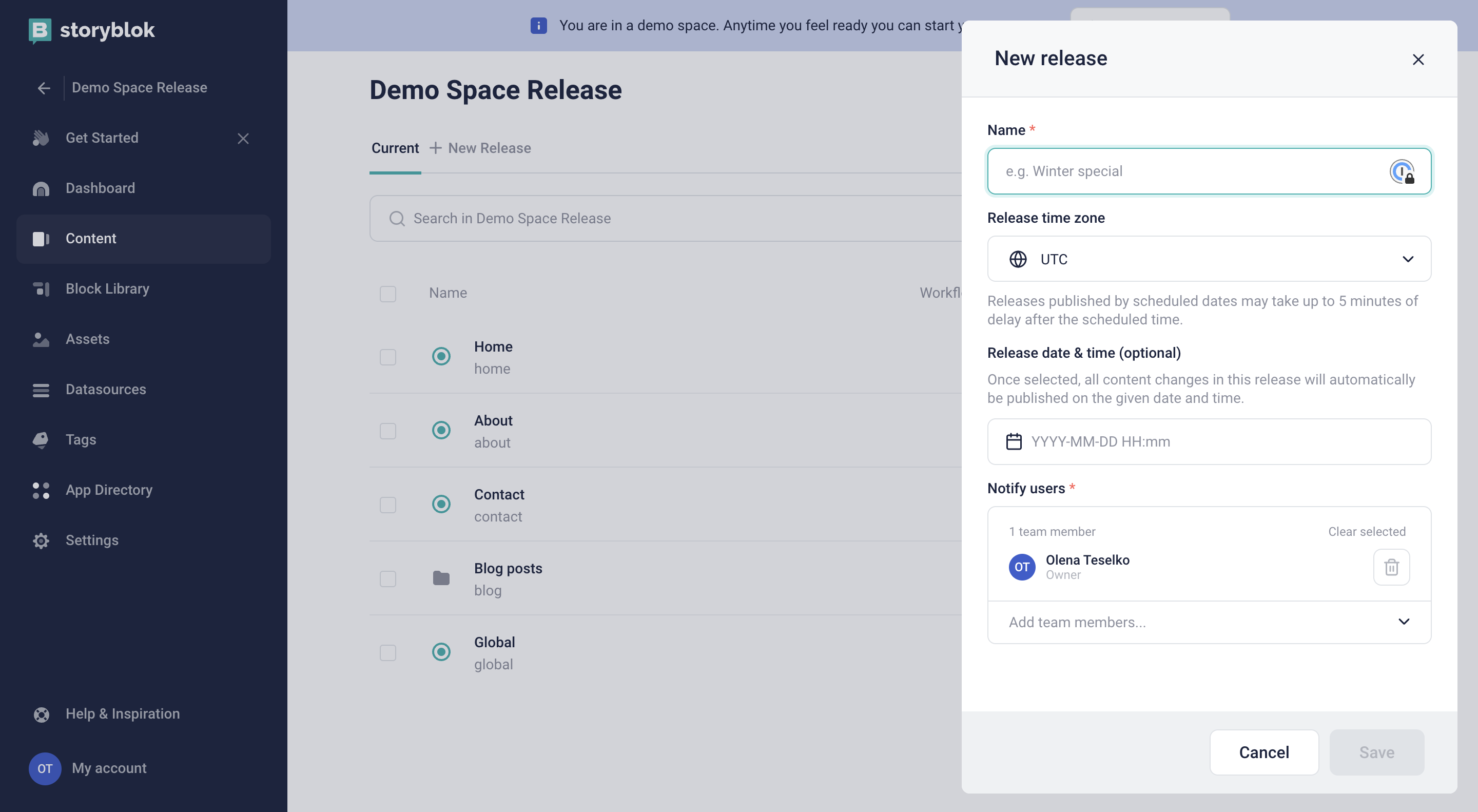 An annotated screenshot of how to create a new release