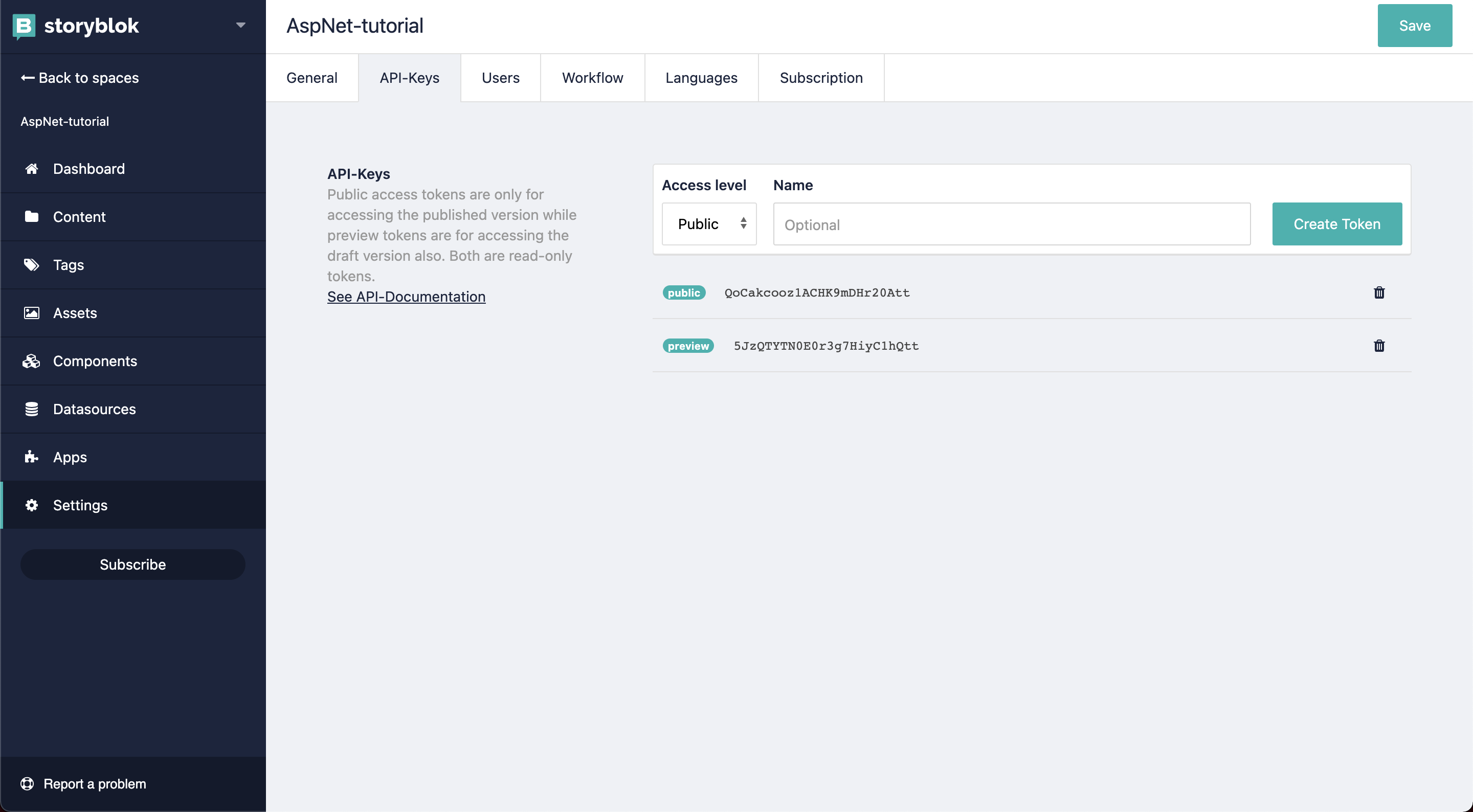 Configure Tokens