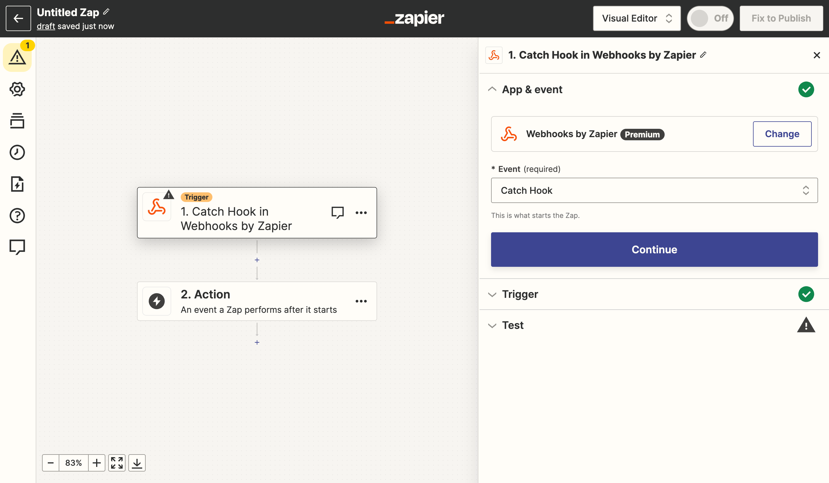 Configuring webhooks in Zapier