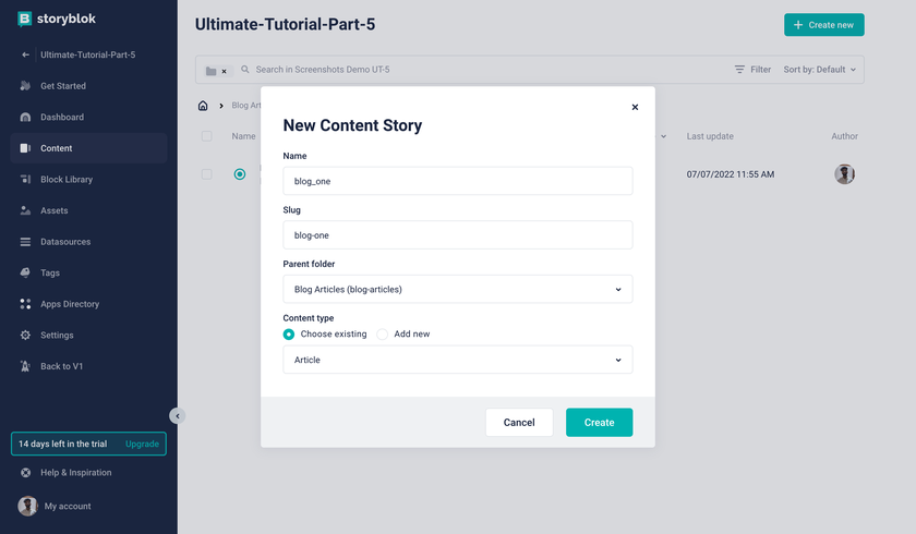 Create New Blog