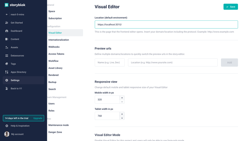 Visual Editor Location