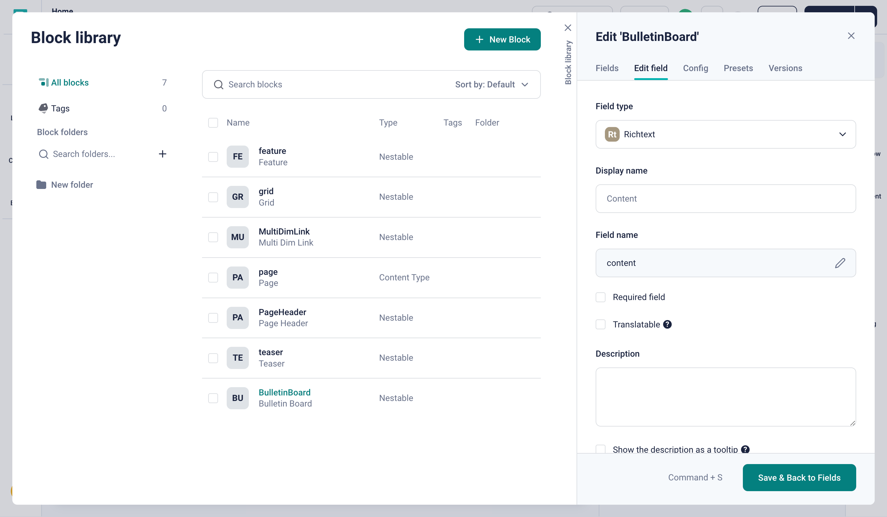 Adding a Richtext field to the bulletin board component