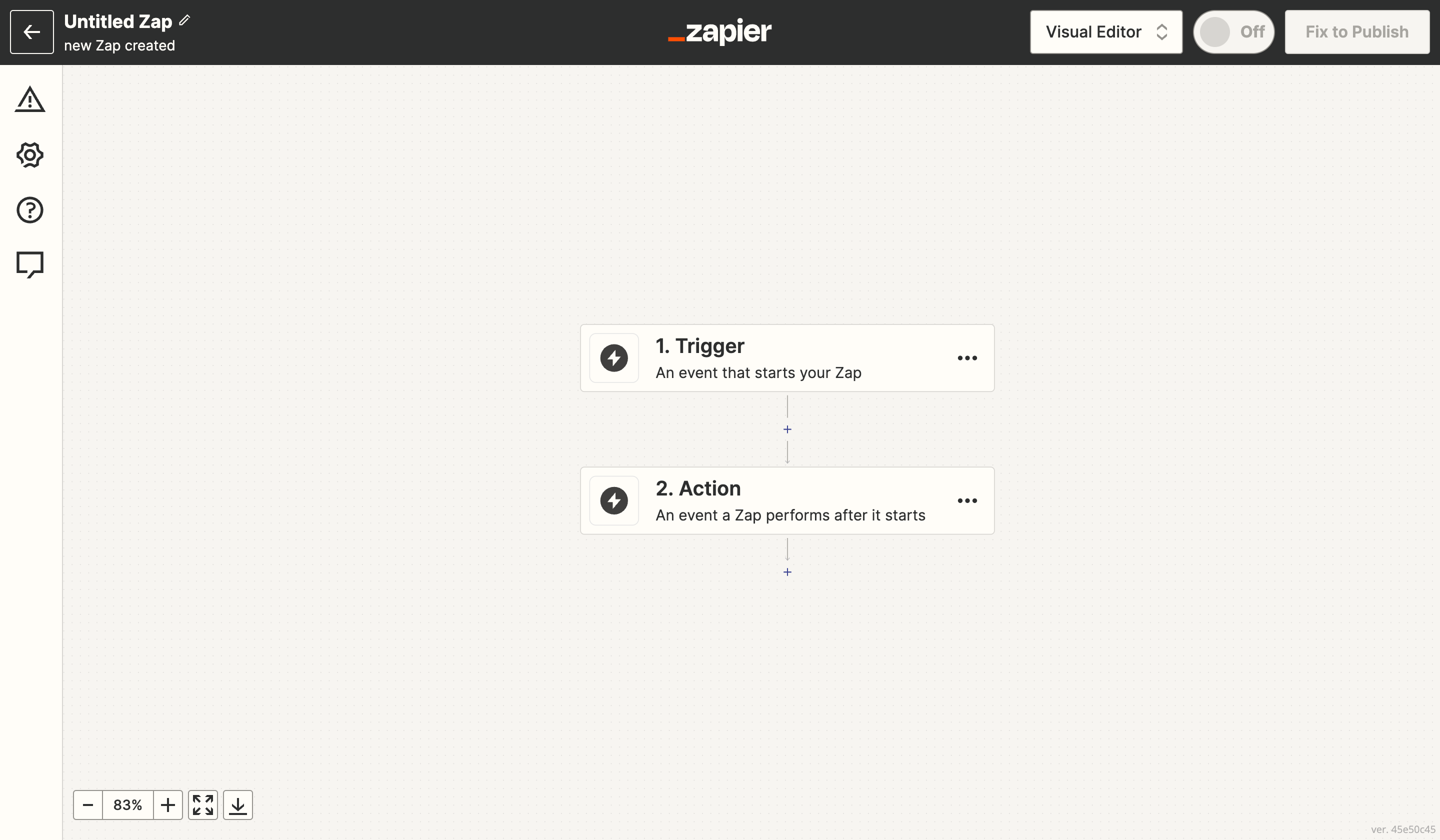 Creating a new automation in Zapier