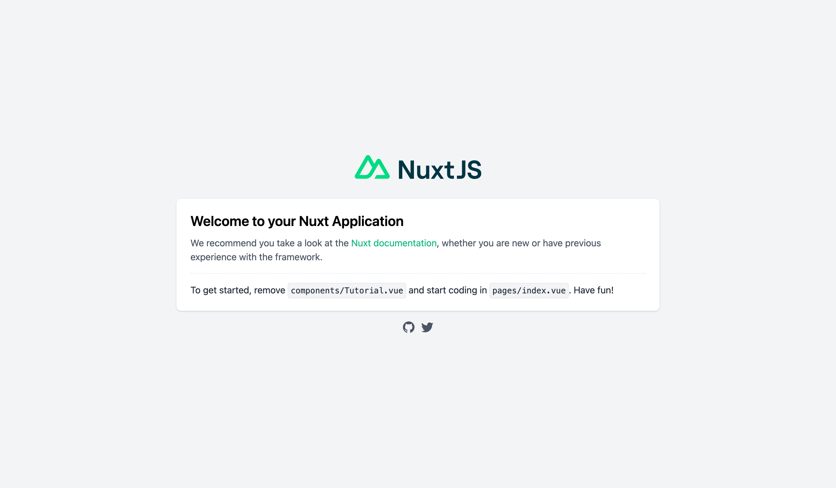 Welcome screen of your Nuxt project