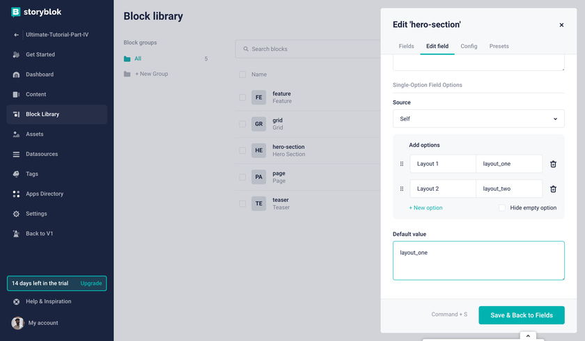 Options for Layout