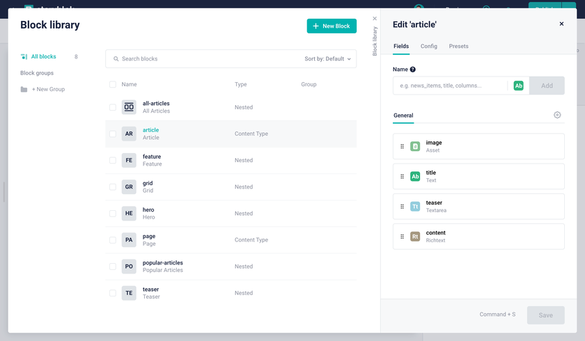 Creating a new article content block type