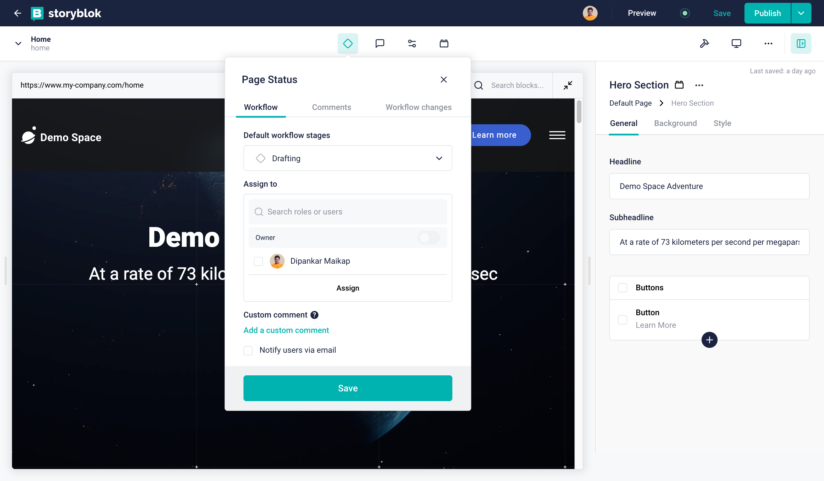 An annotated screenshot of how to change the workflow stage of a story
