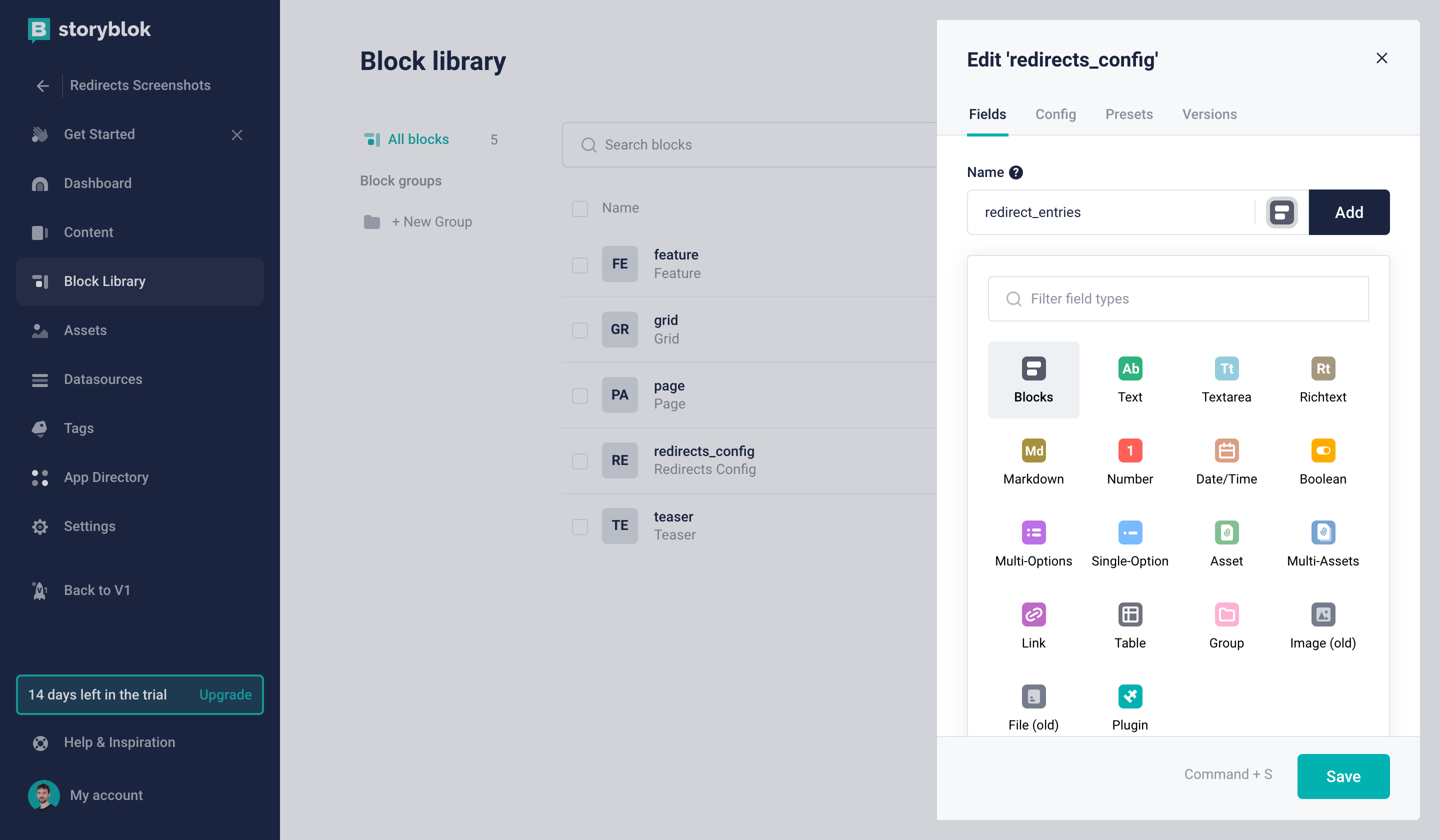 Creating a new Blocks field