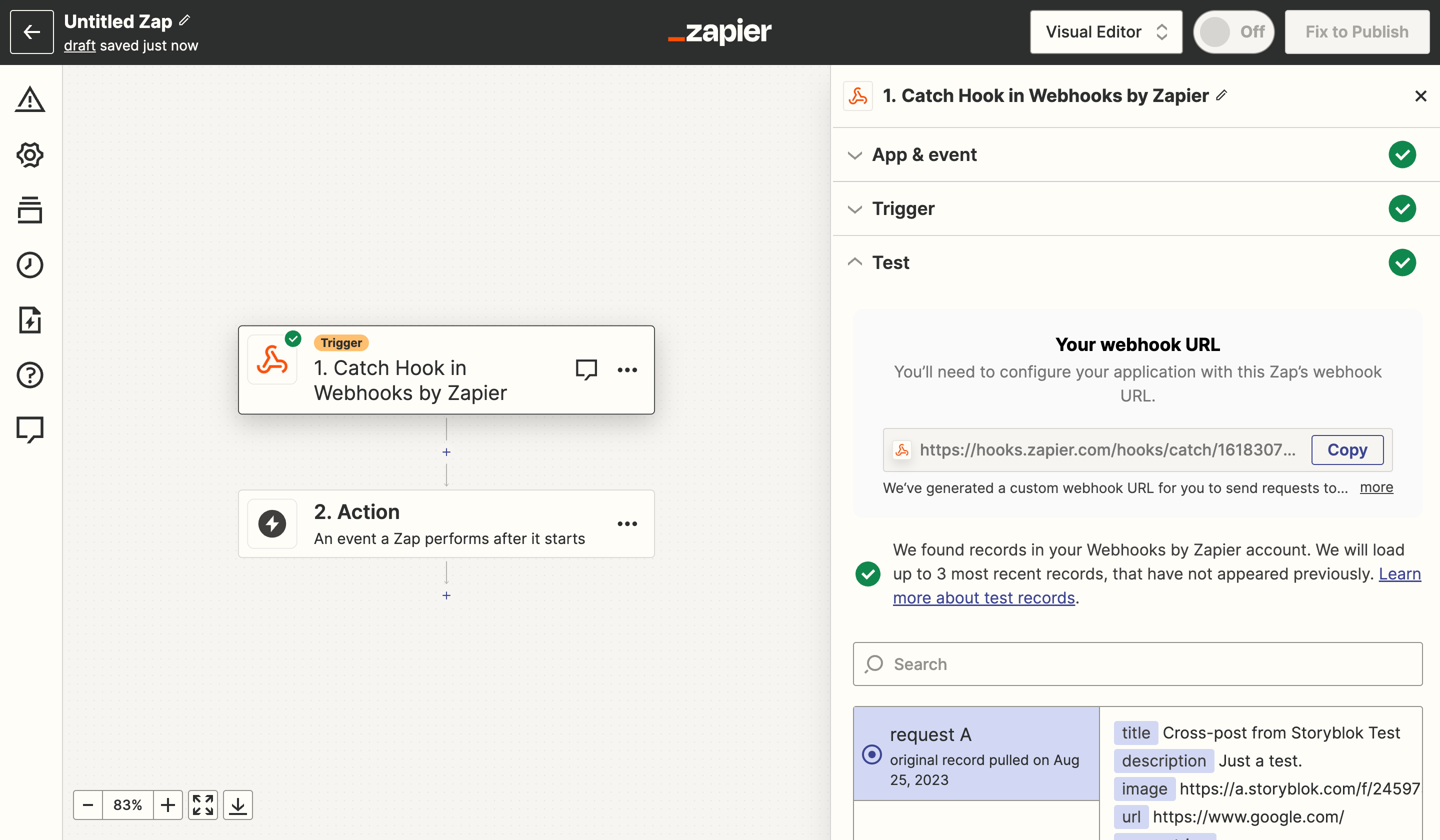 Receiving the data in Zapier