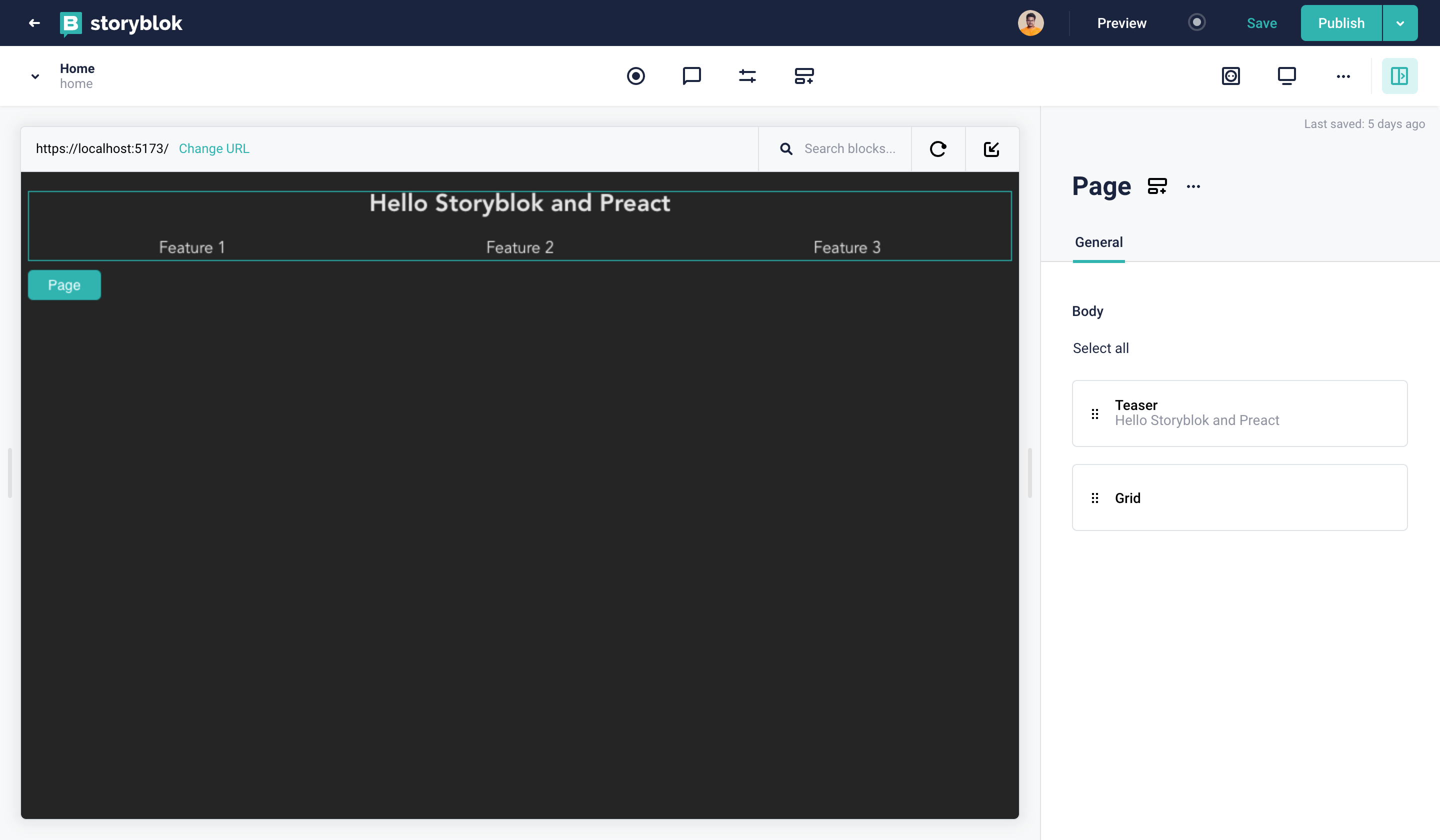 Live editing in storyblok