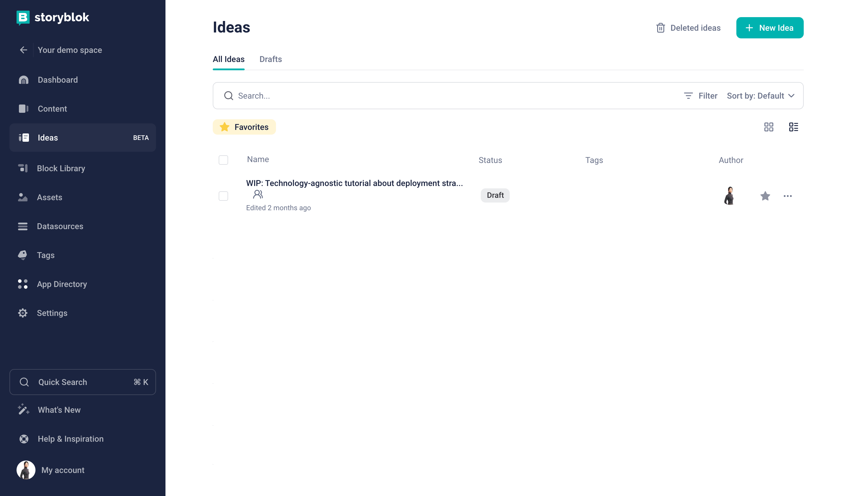 Ideation Room dashboard