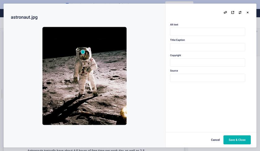 Selecting a focal point in an image
