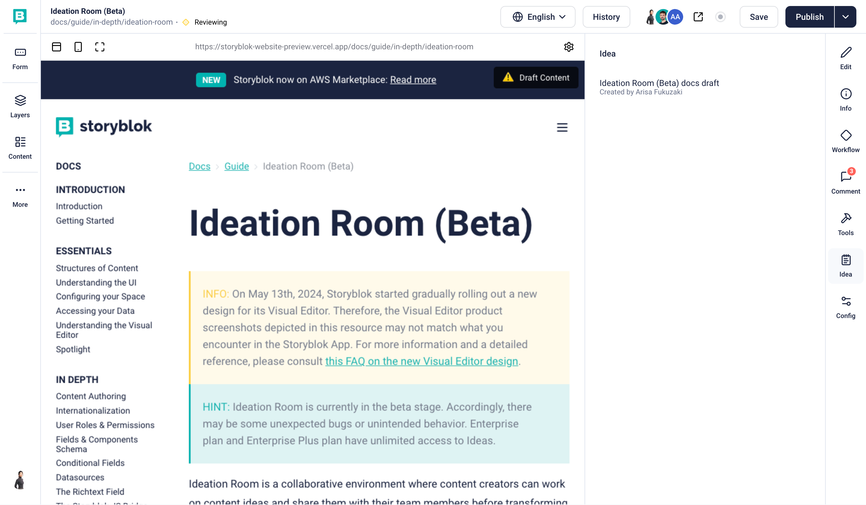 Accessing Connected Ideas in the Visual Editor