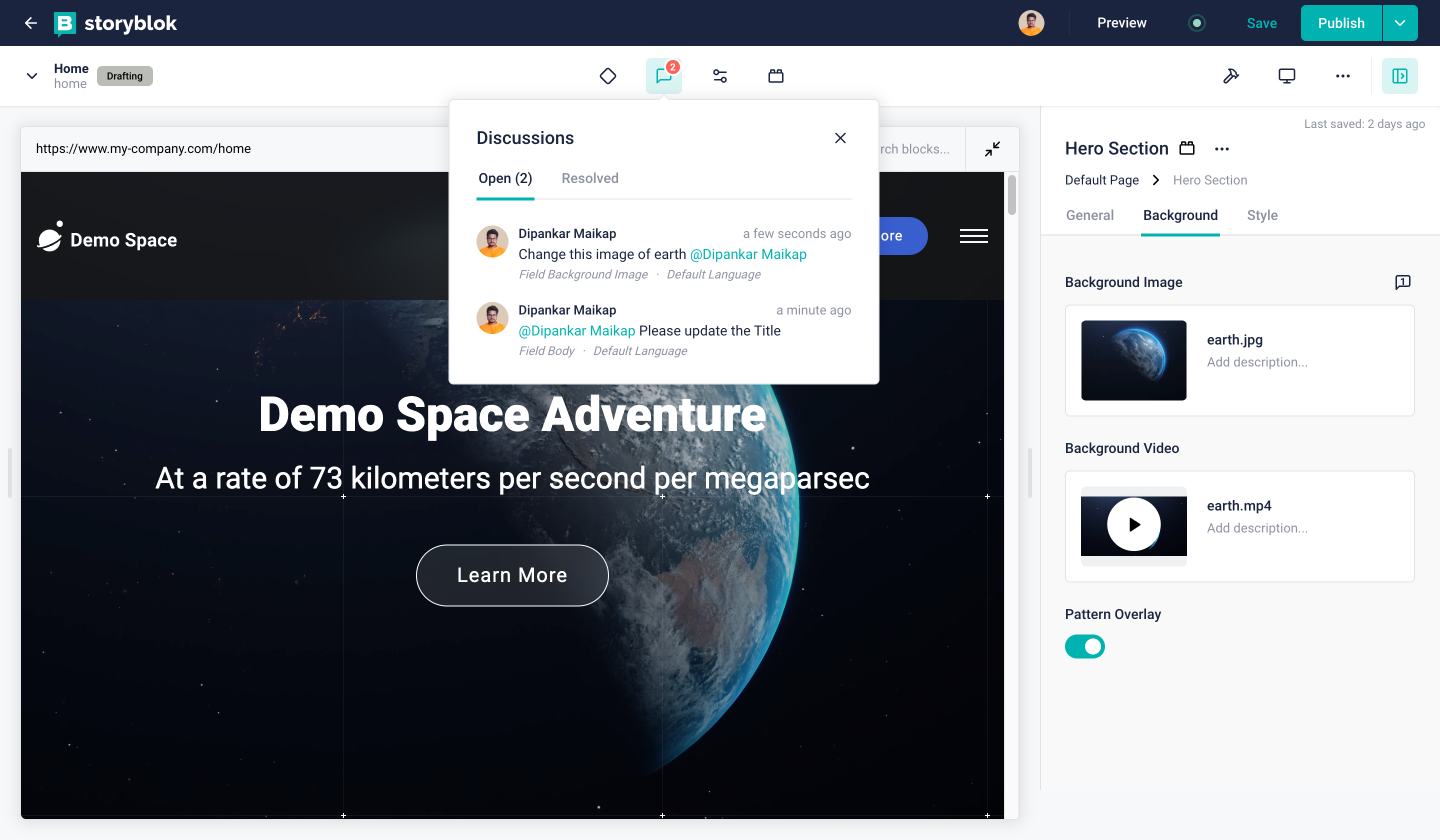 The way to view Discussions on individual Blocks.