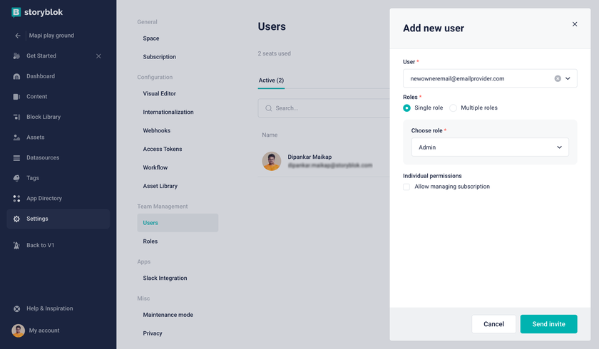 Adding new users to Storyblok