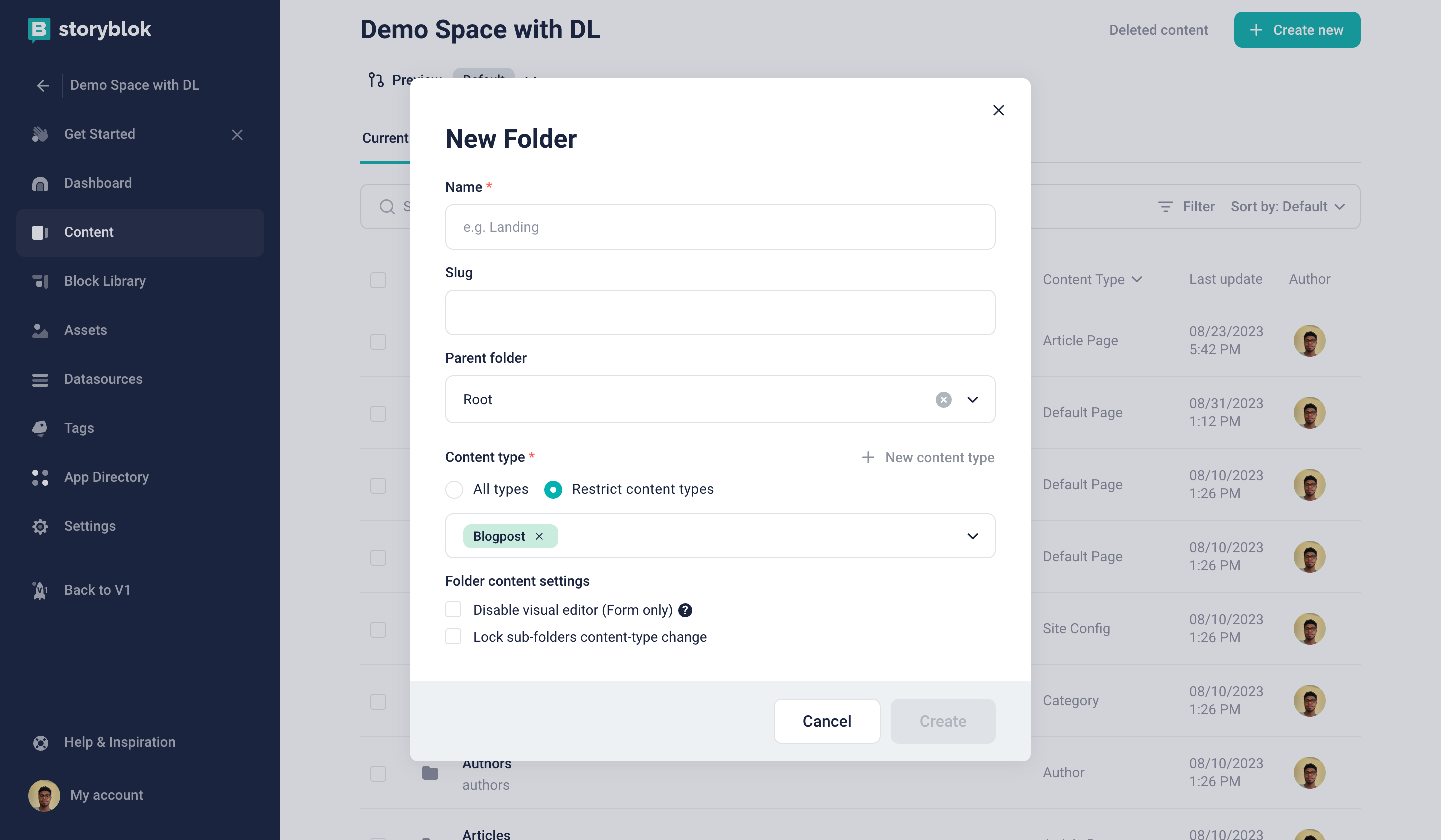 Exclude content type