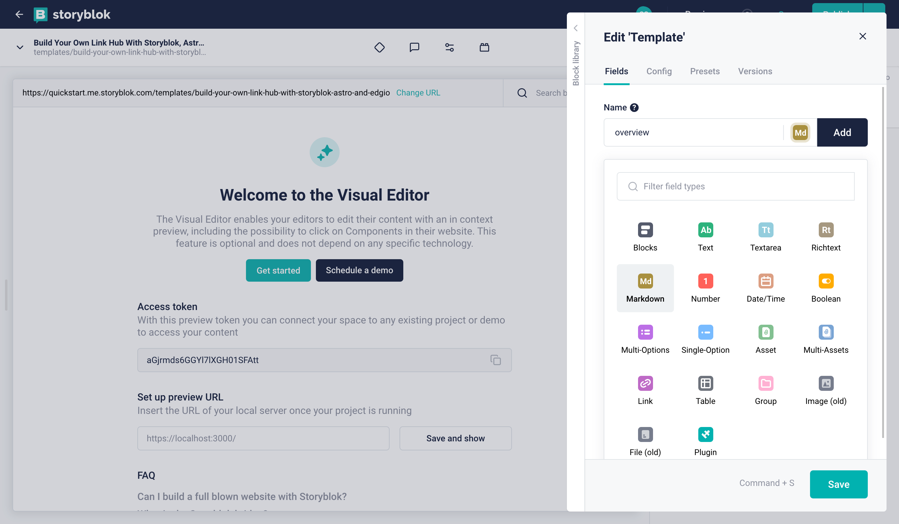 Adding a markdown field