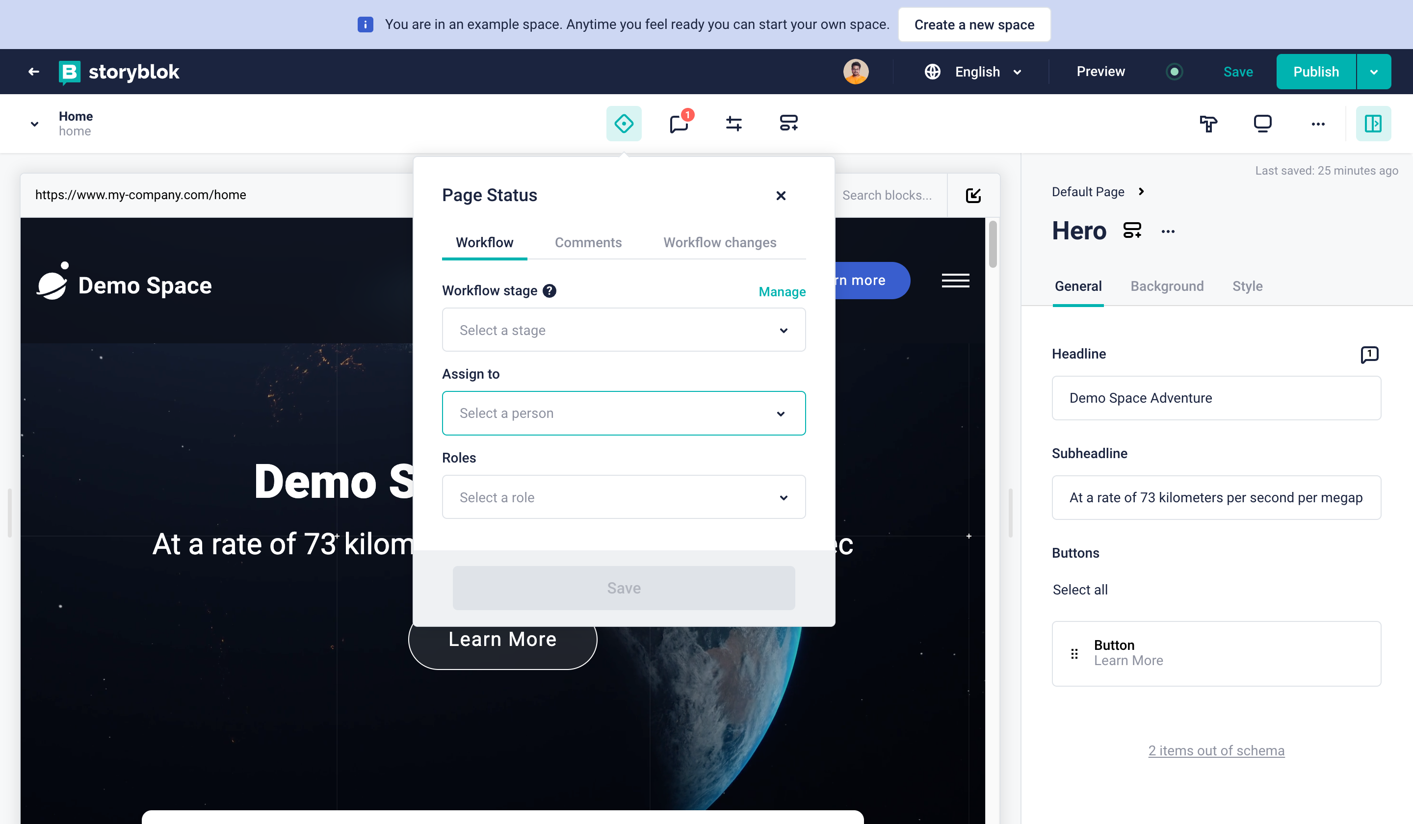 Storyblok workflow stage