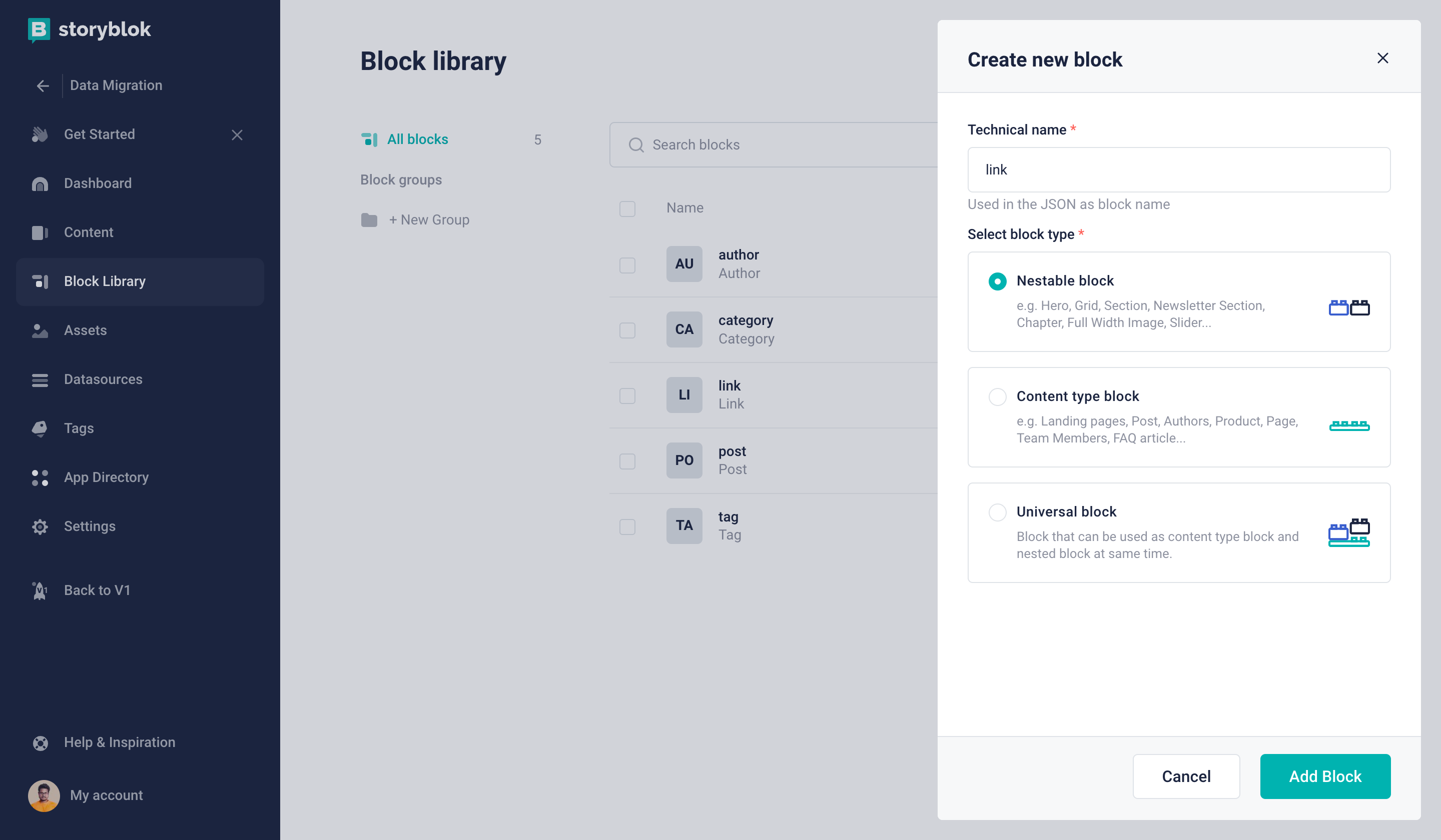 Creating a Nestable block in Storyblok