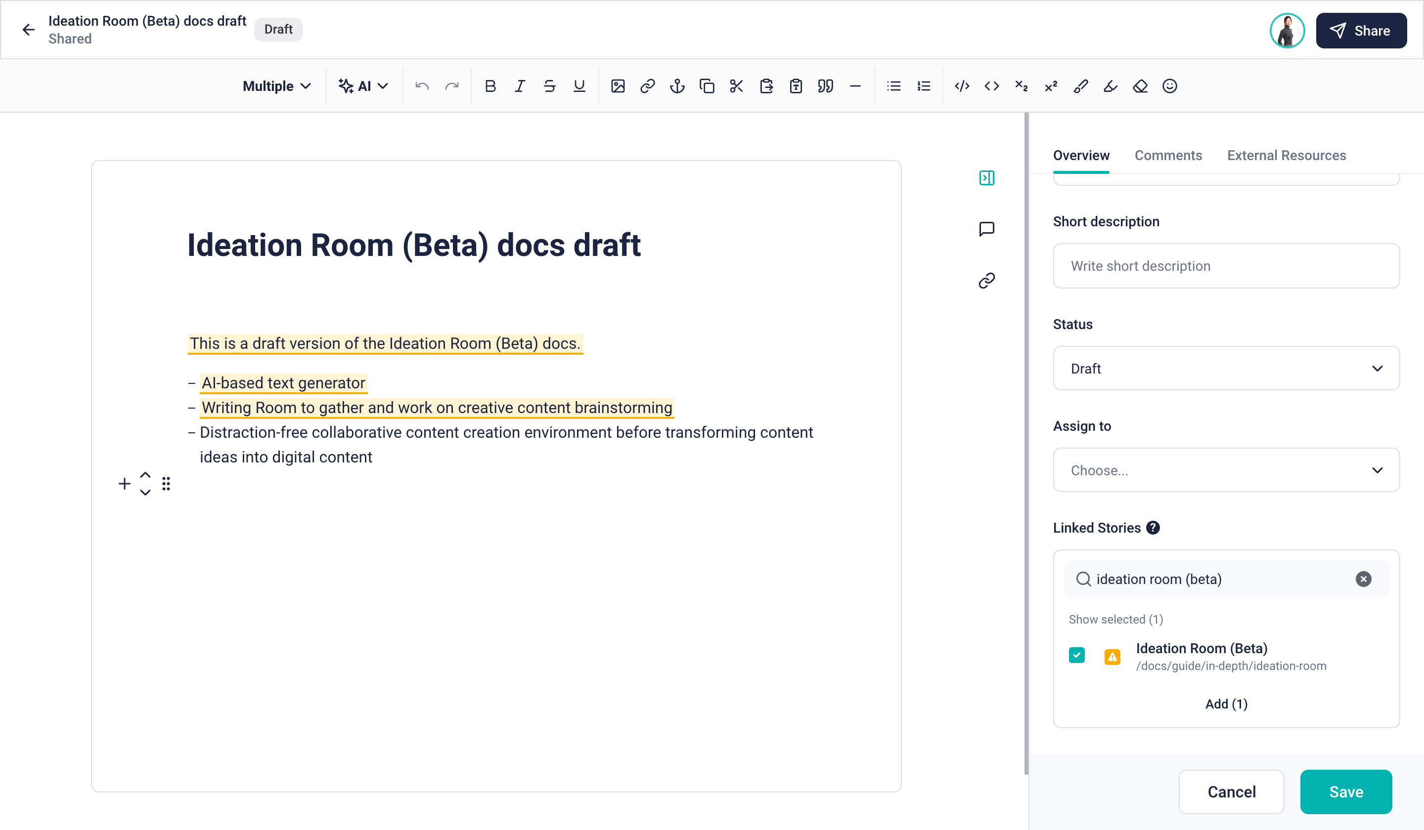Connecting an Idea with a Story